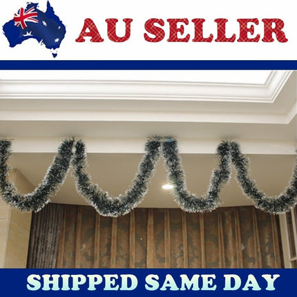 5x 2.5M Christmas Snow Tips Tinsel Garland Snowflakes Natural Decor Ornaments - Zmart Australia