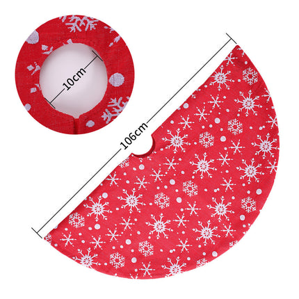 106cm Christmas Red Plush Tree Skirt Mat Snowflakes Home Xmas Carpet Cover Decor - Zmart Australia