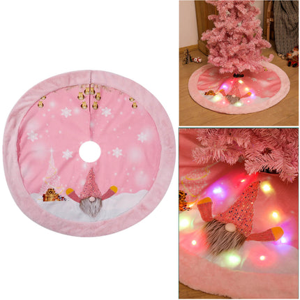 108cm Christmas Pink Felt Cloth LED Light Up Tree Skirt Blanket Party Decoration - Zmart Australia