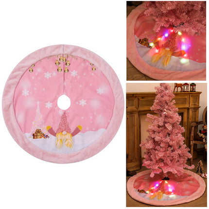 108cm Christmas Pink Felt Cloth LED Light Up Tree Skirt Blanket Party Decoration - Zmart Australia