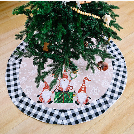 120cm Christmas Tree Skirt Plush Gnome Snowflakes Buffalo Plaid Mat Carpet Decor - Zmart Australia