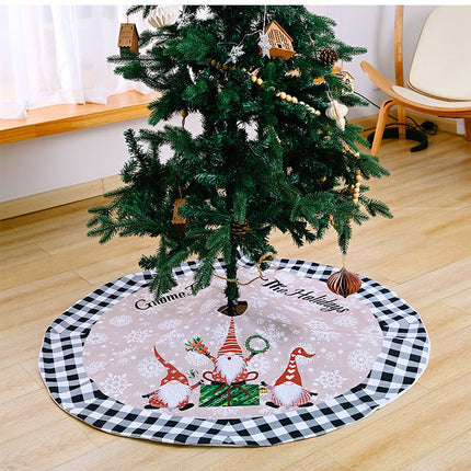 120cm Christmas Tree Skirt Plush Gnome Snowflakes Buffalo Plaid Mat Carpet Decor - Zmart Australia