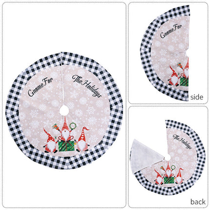 120cm Christmas Tree Skirt Plush Gnome Snowflakes Buffalo Plaid Mat Carpet Decor - Zmart Australia