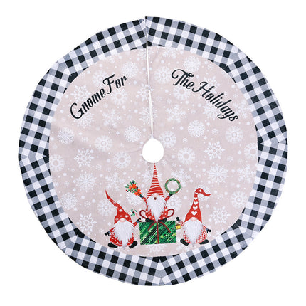 120cm Christmas Tree Skirt Plush Gnome Snowflakes Buffalo Plaid Mat Carpet Decor - Zmart Australia
