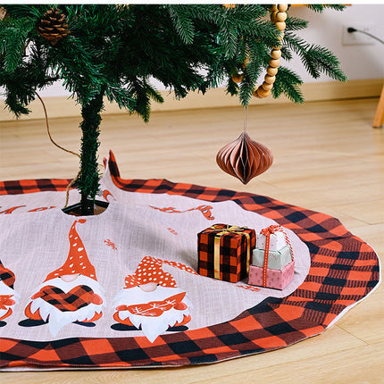 120cm Christmas Tree Skirt Plush Gnome Snowflakes Buffalo Plaid Mat Carpet Decor - Zmart Australia