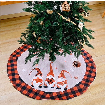 120cm Christmas Tree Skirt Plush Gnome Snowflakes Buffalo Plaid Mat Carpet Decor - Zmart Australia