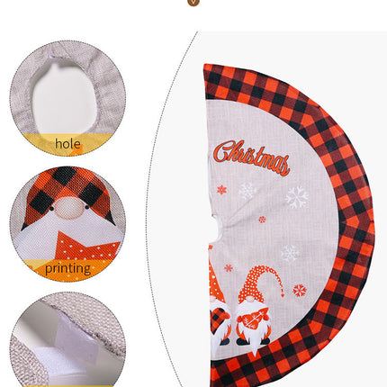 120cm Christmas Tree Skirt Plush Gnome Snowflakes Buffalo Plaid Mat Carpet Decor - Zmart Australia