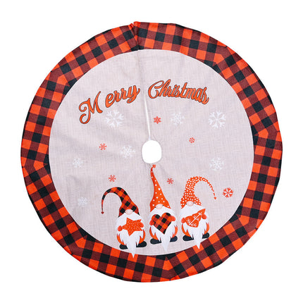 120cm Christmas Tree Skirt Plush Gnome Snowflakes Buffalo Plaid Mat Carpet Decor - Zmart Australia