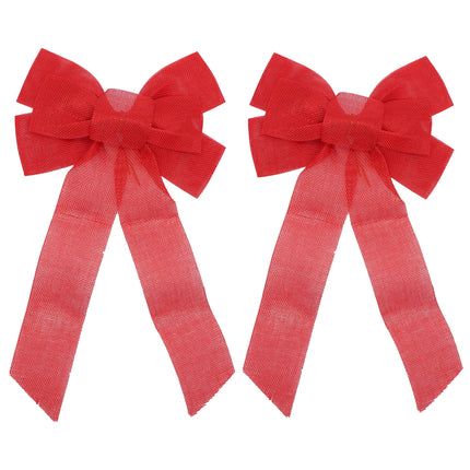 2-6x Christmas Red Plain Bow Hessian Burlap Knot Door Xmas Tree Hanging D???cor