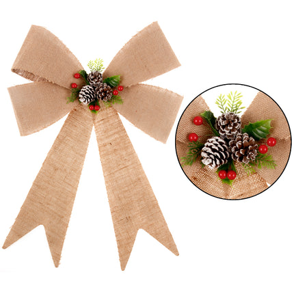 2x Large 56cm Christmas Bow Set Hessian Knot Door Window Wreath Xmas Decoration