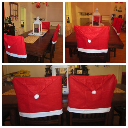6 Christmas Chair Covers Dinner Table Santa Hat Home Decorations Ornaments Gift - Zmart Australia
