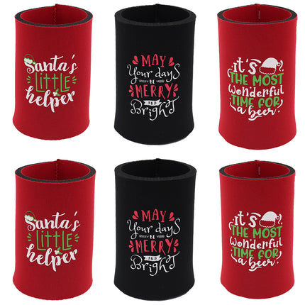 6x Christmas Stubby Stubbie Holders Beer Bottle Drink Can Cooler Santa Reindeer - Zmart Australia