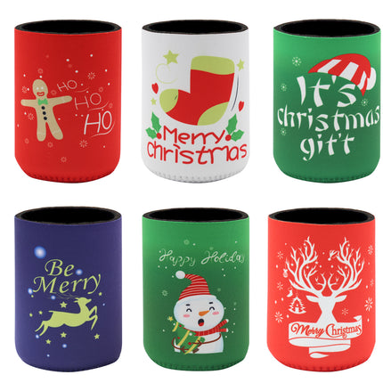 6x Christmas Stubby Stubbie Holders Beer Bottle Drink Can Cooler Santa Reindeer - Zmart Australia