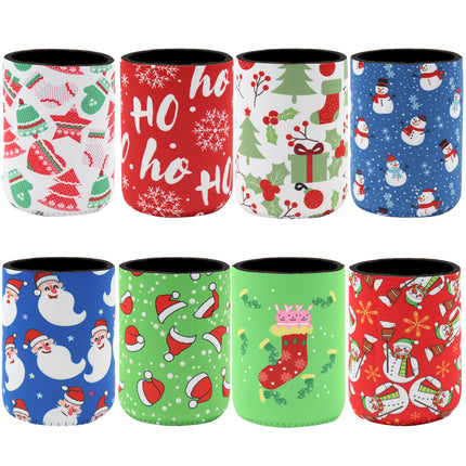 6x Christmas Stubby Stubbie Holders Beer Bottle Drink Can Cooler Santa Reindeer - Zmart Australia