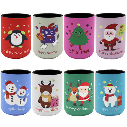6x Christmas Stubby Stubbie Holders Beer Bottle Drink Can Cooler Santa Reindeer - Zmart Australia