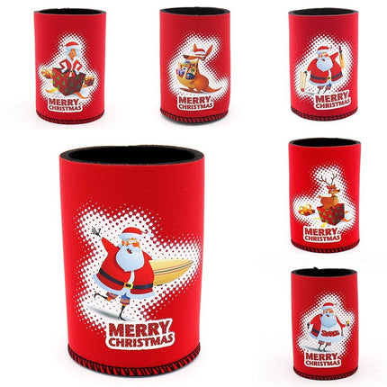 6x Christmas Stubby Stubbie Holders Beer Bottle Drink Can Cooler Santa Reindeer - Zmart Australia