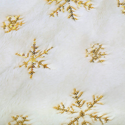 90/122cm Christmas Plush Tree Skirt Snowflakes Xmas Floor Fur Mat Cover Decor - Zmart Australia