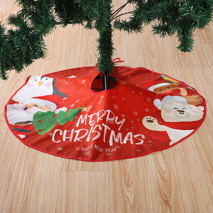 90cm Christmas Tree Skirt Base Floor Mat Cartoon Santa Xmas Party Ornament Decor - Zmart Australia