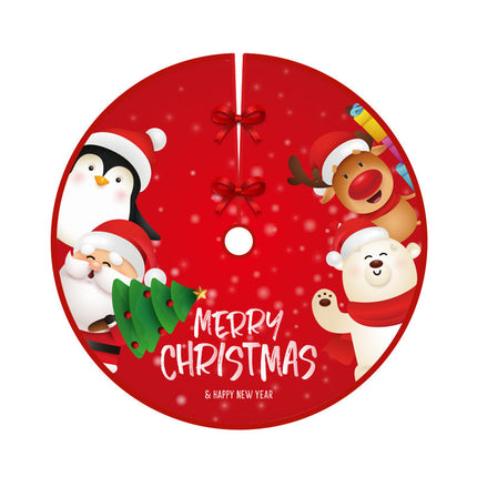 90cm Christmas Tree Skirt Base Floor Mat Cartoon Santa Xmas Party Ornament Decor - Zmart Australia