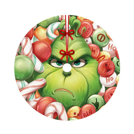 90cm Christmas Tree Skirt Base Floor Mat Cartoon Santa Xmas Party Ornament Decor - Zmart Australia