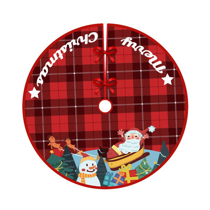 90cm Christmas Tree Skirt Base Floor Mat Cartoon Santa Xmas Party Ornament Decor - Zmart Australia