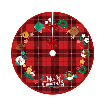 90cm Christmas Tree Skirt Base Floor Mat Cartoon Santa Xmas Party Ornament Decor - Zmart Australia