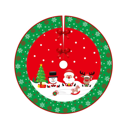 90cm Christmas Tree Skirt Base Floor Mat Cartoon Santa Xmas Party Ornament Decor - Zmart Australia
