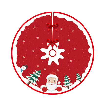 90cm Christmas Tree Skirt Base Floor Mat Cartoon Santa Xmas Party Ornament Decor - Zmart Australia