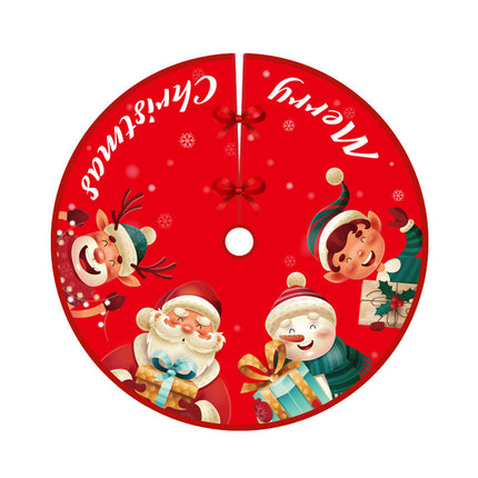 90cm Christmas Tree Skirt Base Floor Mat Cartoon Santa Xmas Party Ornament Decor - Zmart Australia
