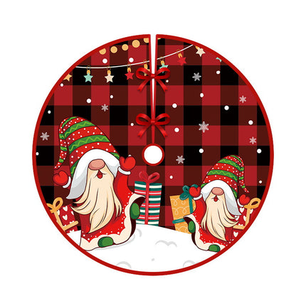 90cm Christmas Tree Skirt Base Floor Mat Cartoon Santa Xmas Party Ornament Decor