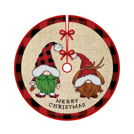 90cm Christmas Tree Skirt Base Floor Mat Cartoon Santa Xmas Party Ornament Decor