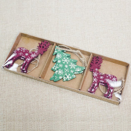 6x New Christmas Wooden Tree Pendants Hanging Ornaments Home Decor Xmas Reindeer - Zmart Australia