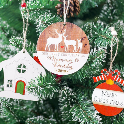 3x Christmas Wooden Plaque Tree Pendants Hanging Decor Home Xmas Ornaments Craft - Zmart Australia