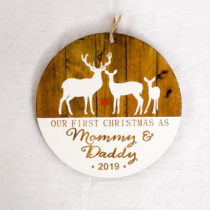 3x Christmas Wooden Plaque Tree Pendants Hanging Decor Home Xmas Ornaments Craft - Zmart Australia