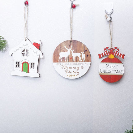 3x Christmas Wooden Plaque Tree Pendants Hanging Decor Home Xmas Ornaments Craft - Zmart Australia