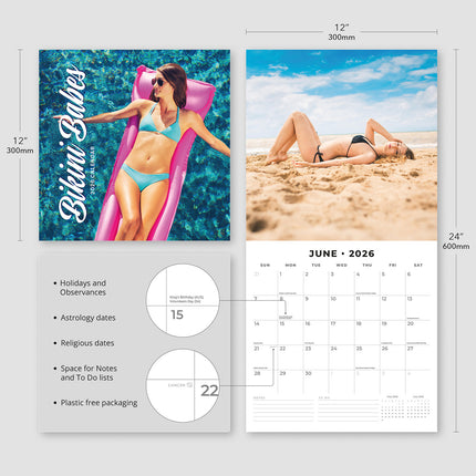 Bikini Babes 2026 Premium Square Wall Calendar