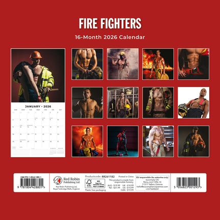 Fire Fighters 2026 Premium Square Wall Calendar