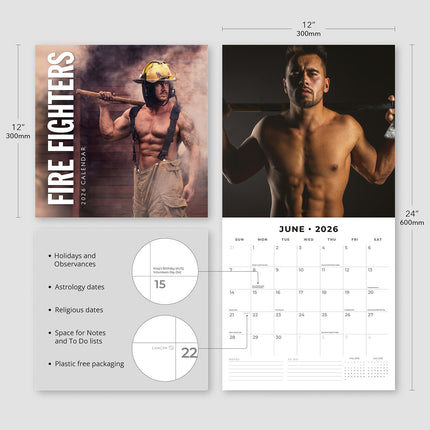 Fire Fighters 2026 Premium Square Wall Calendar