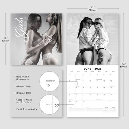Girls 2026 Premium Square Wall Calendar
