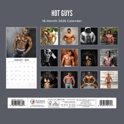 Hot Guys 2026 Premium Square Wall Calendar