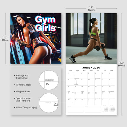 Gym Girls 2026 Premium Square Wall Calendar