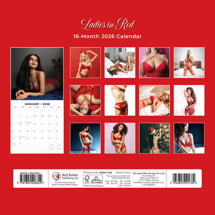 Ladies In Red 2026 Premium Square Wall Calendar