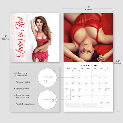 Ladies In Red 2026 Premium Square Wall Calendar