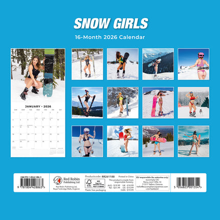 Snow Girls 2026 Premium Square Wall Calendar