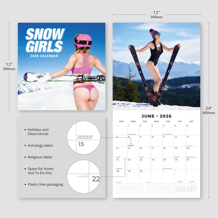 Snow Girls 2026 Premium Square Wall Calendar