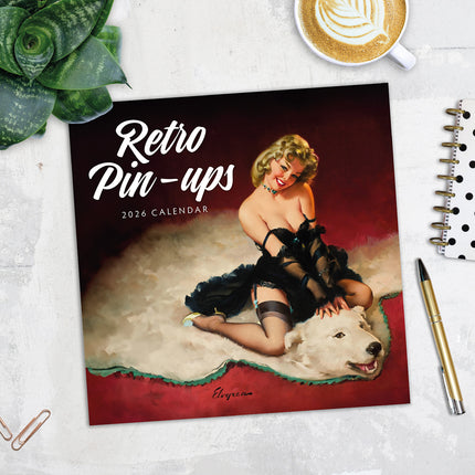 Retro Pin Ups 2026 Premium Square Wall Calendar