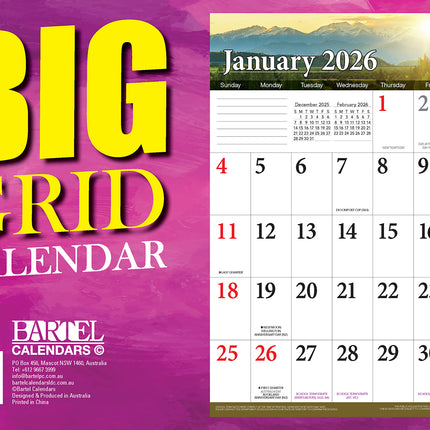 Big Grid 2026 Rectangle Wall Calendar