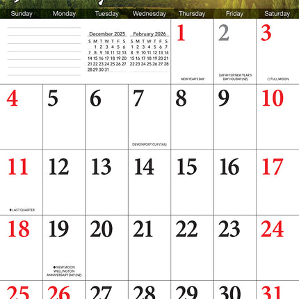 Big Grid 2026 Rectangle Wall Calendar