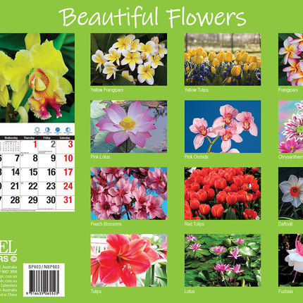 Beautiful Flowers 2026 Rectangle Wall Calendar