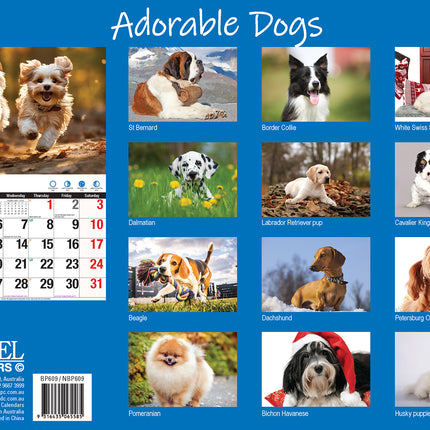Adorable Dogs 2026 Rectangle Wall Calendar
